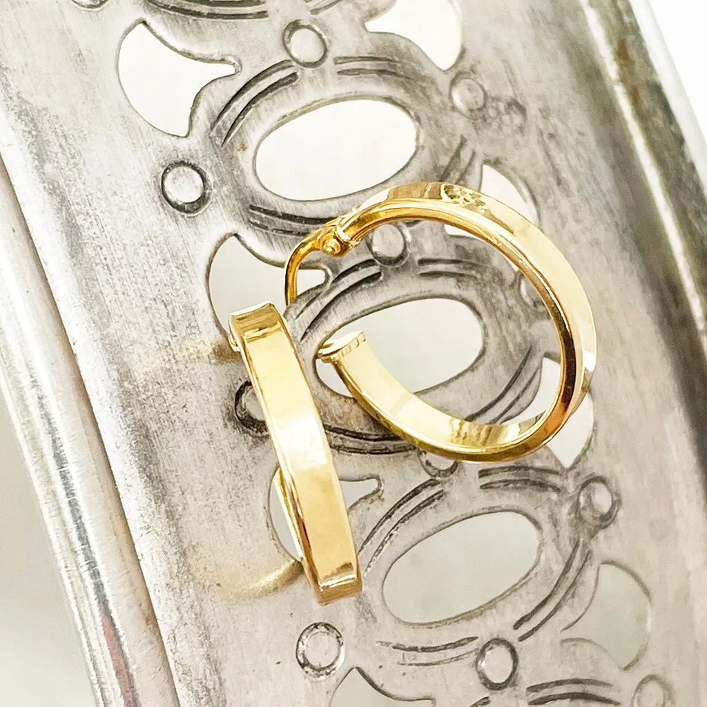 Contemporary Solid Flat Fronted Hoops 15mm