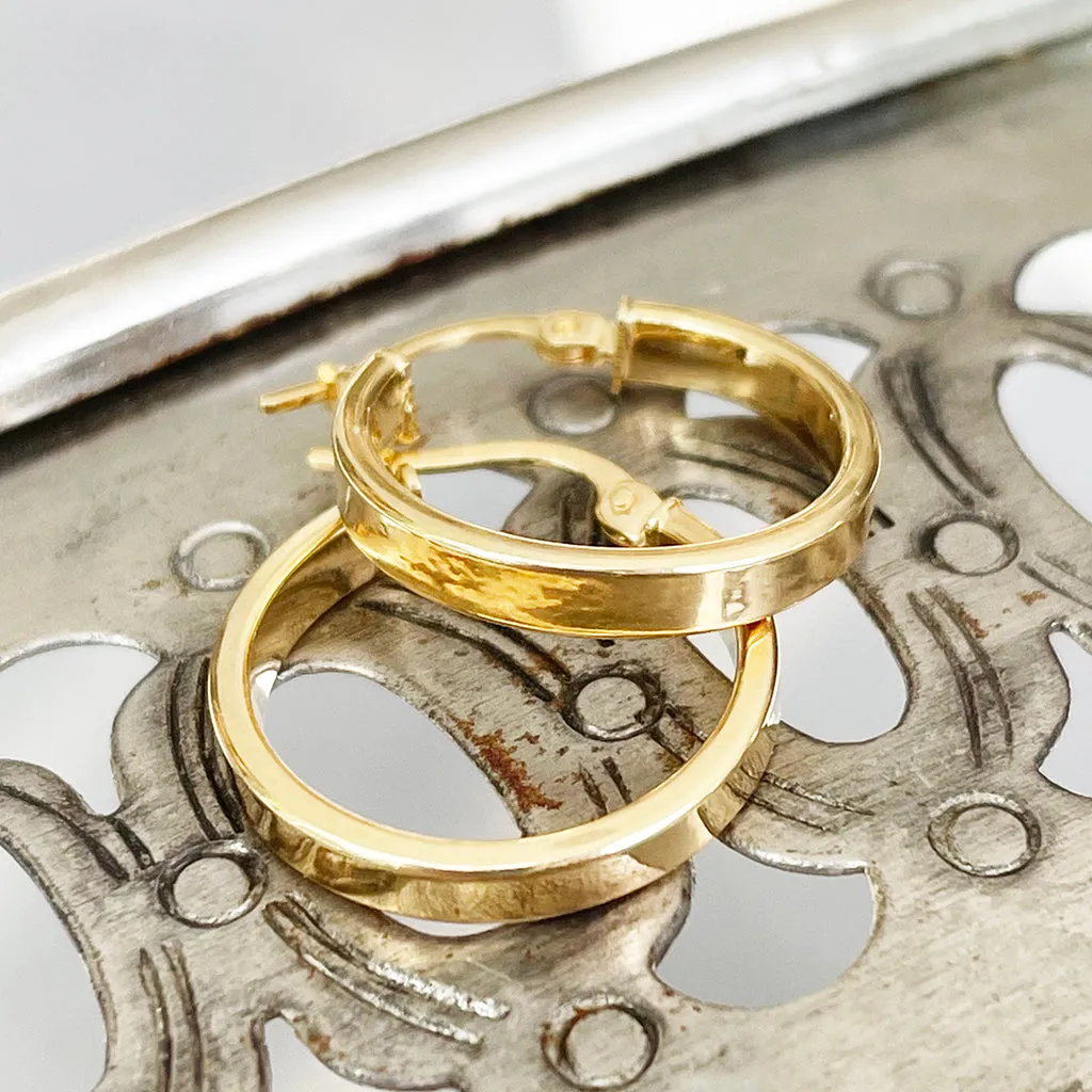 Contemporary Solid Flat Fronted Hoops 15mm