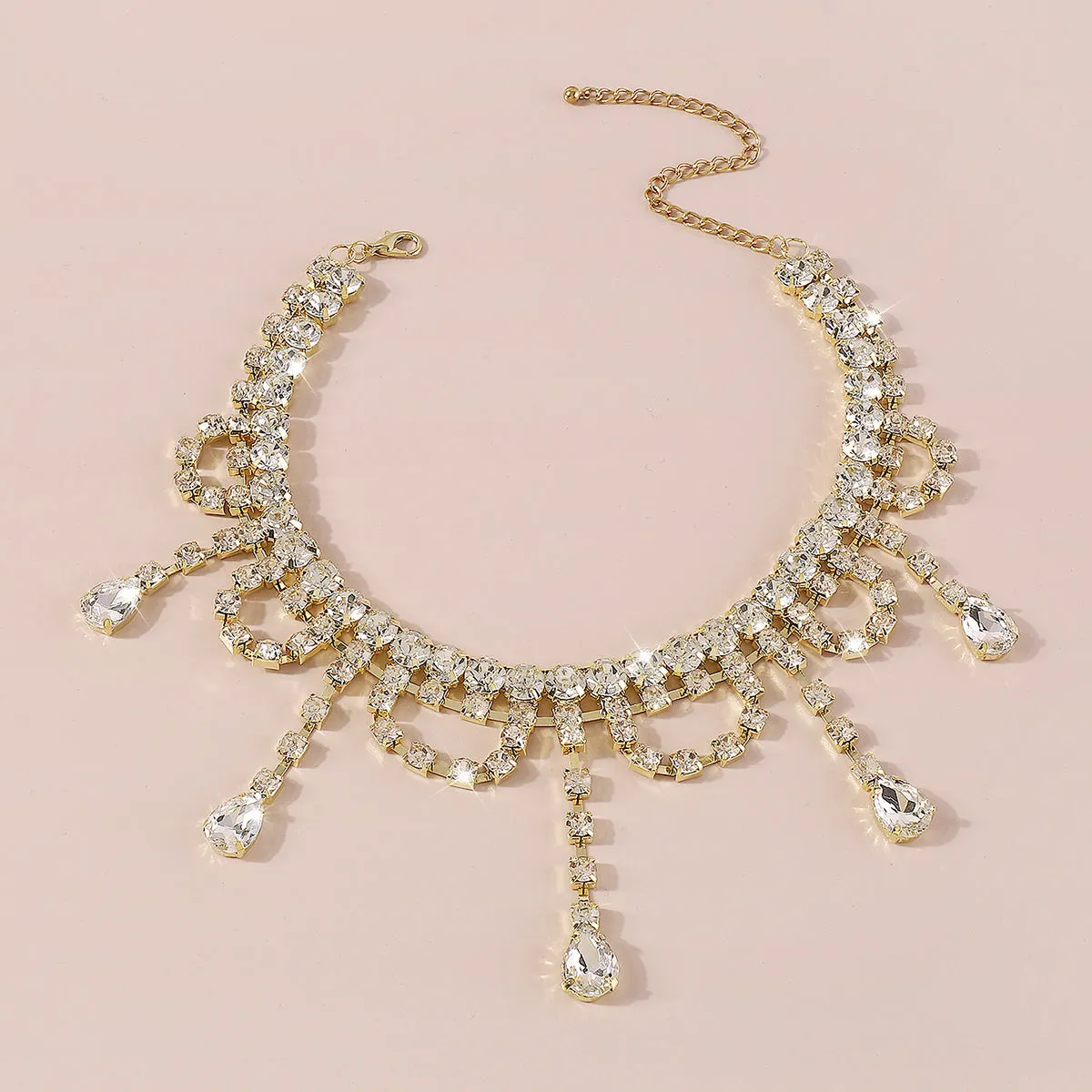 Crystal & Cubic Zirconia Drop Tassel Choker