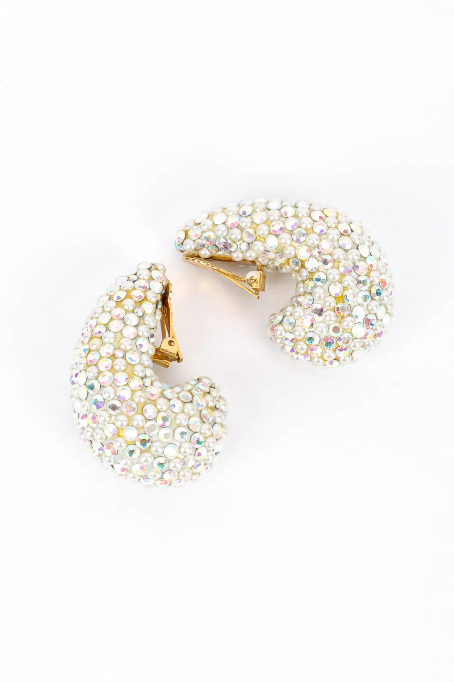 Crystal And Pearl Half Hoop Earrings