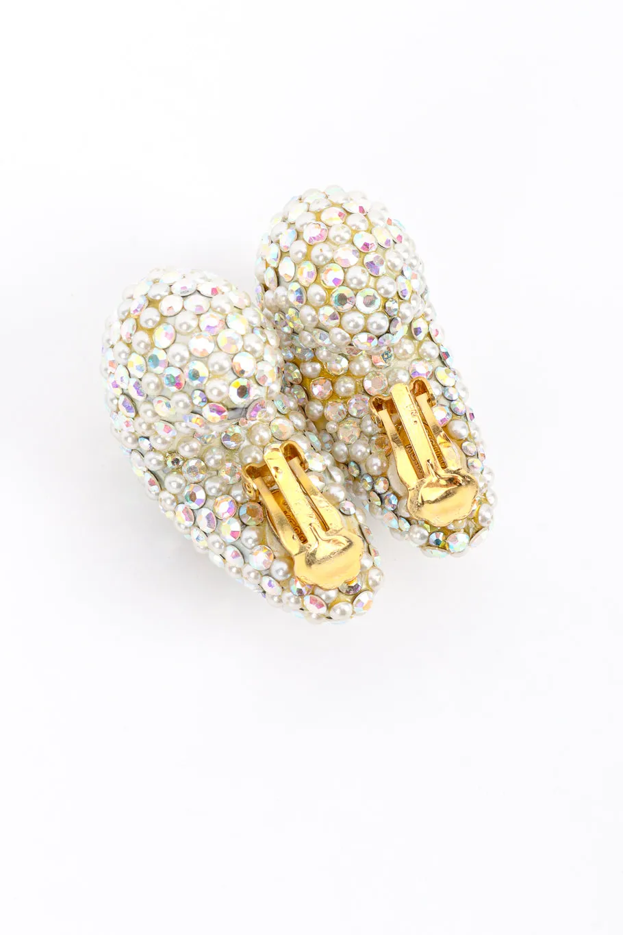 Crystal And Pearl Half Hoop Earrings