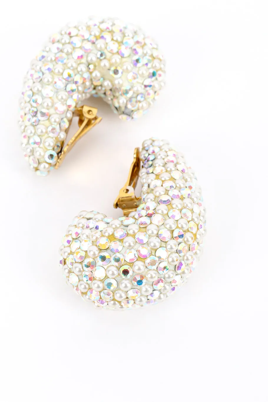 Crystal And Pearl Half Hoop Earrings