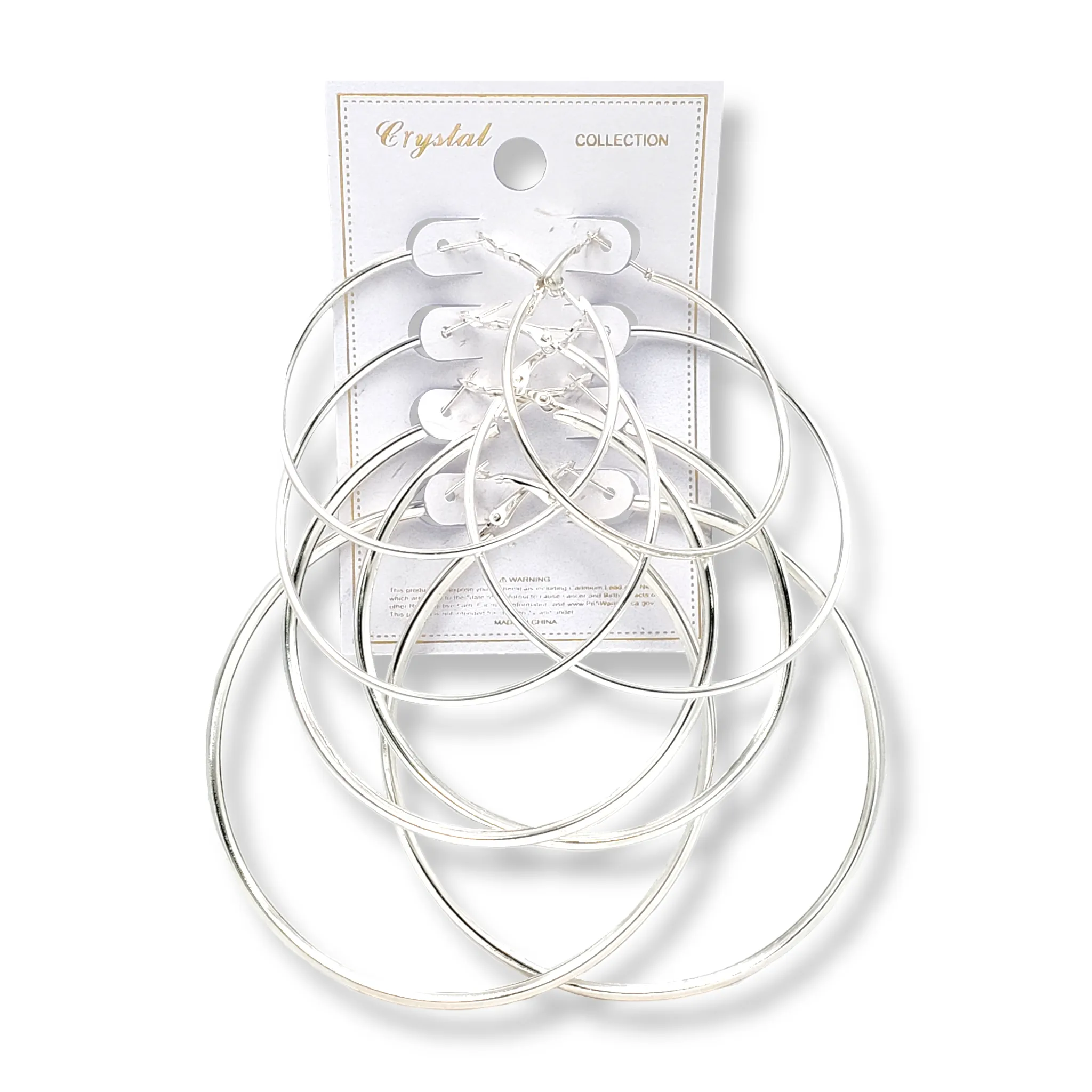 Crystal Collection Assorted Size Hoop Earring Combo (4 Pairs)