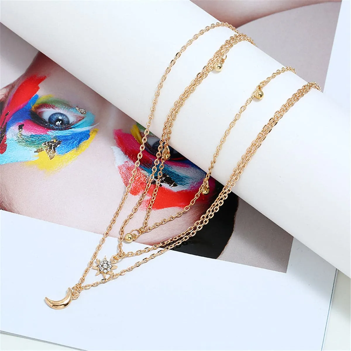 Cubic Zirconia & 18K Gold-Plated Celestial Choker Necklace