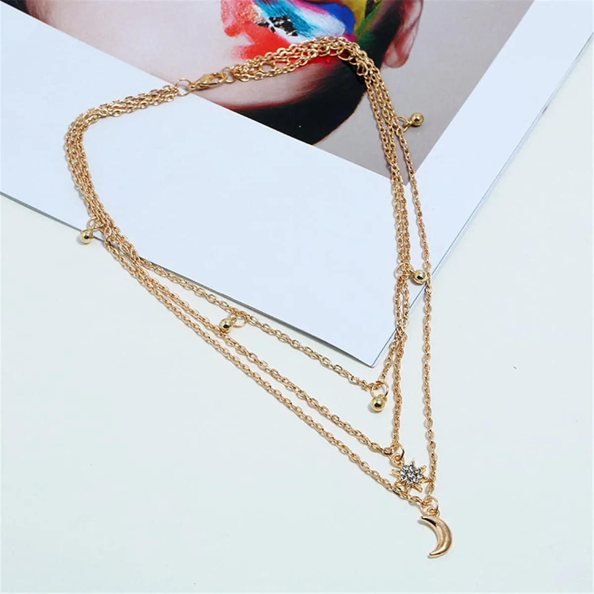 Cubic Zirconia & 18K Gold-Plated Celestial Choker Necklace