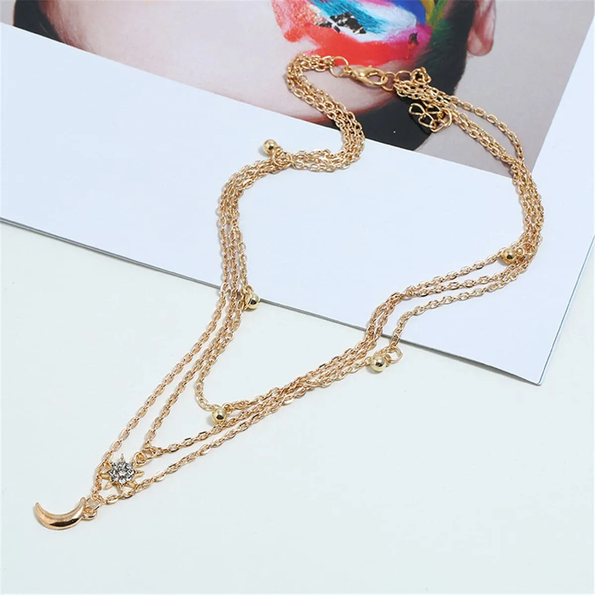 Cubic Zirconia & 18K Gold-Plated Celestial Choker Necklace