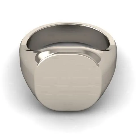 Cushion 12mm x 11mm - 9 Carat White Gold Signet Ring