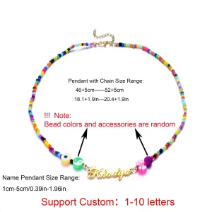 Custom Name Necklace with Colorful Beads & Charms - Personalized Gift