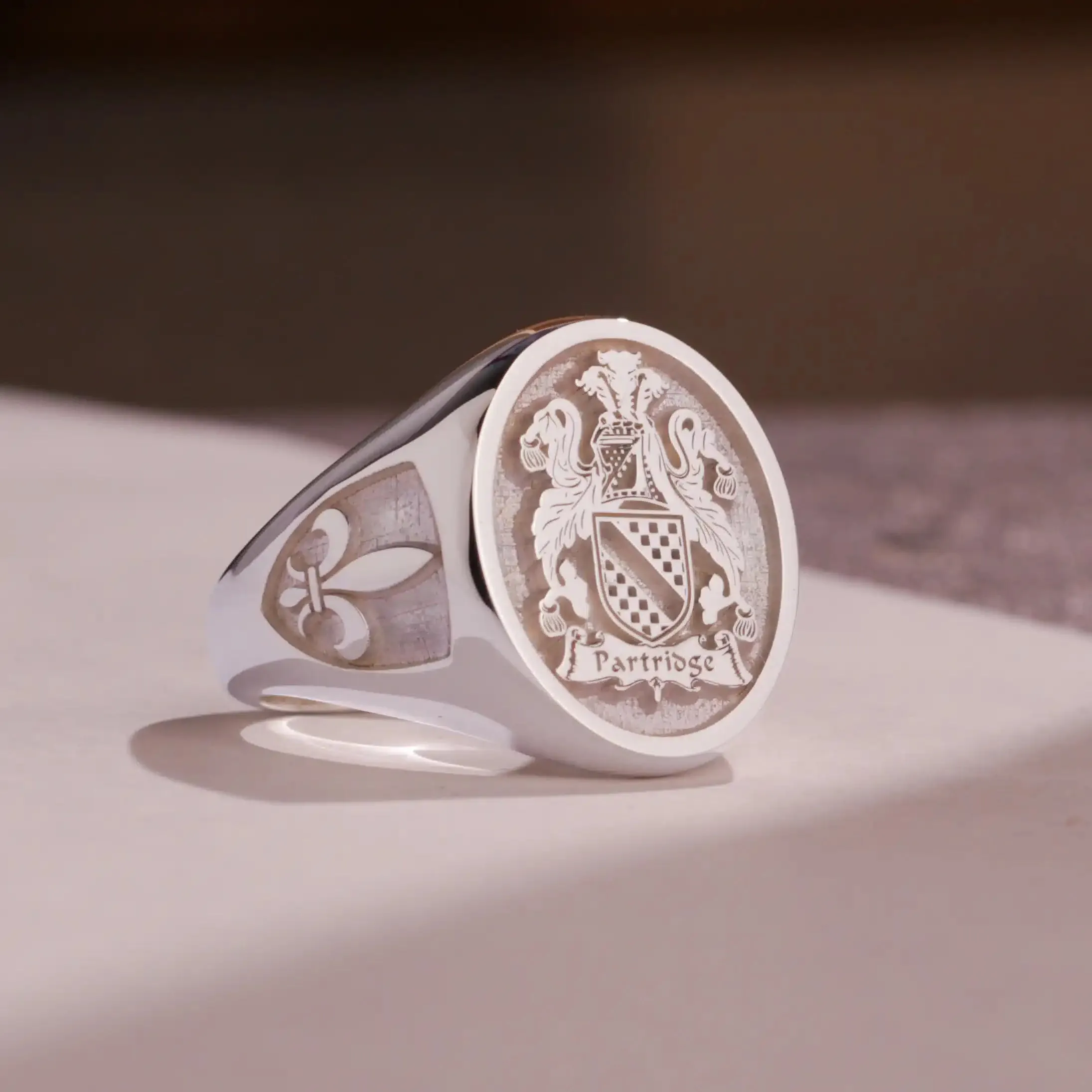 Custom Ring - 925 Silver - Raised Design with Side Engravings