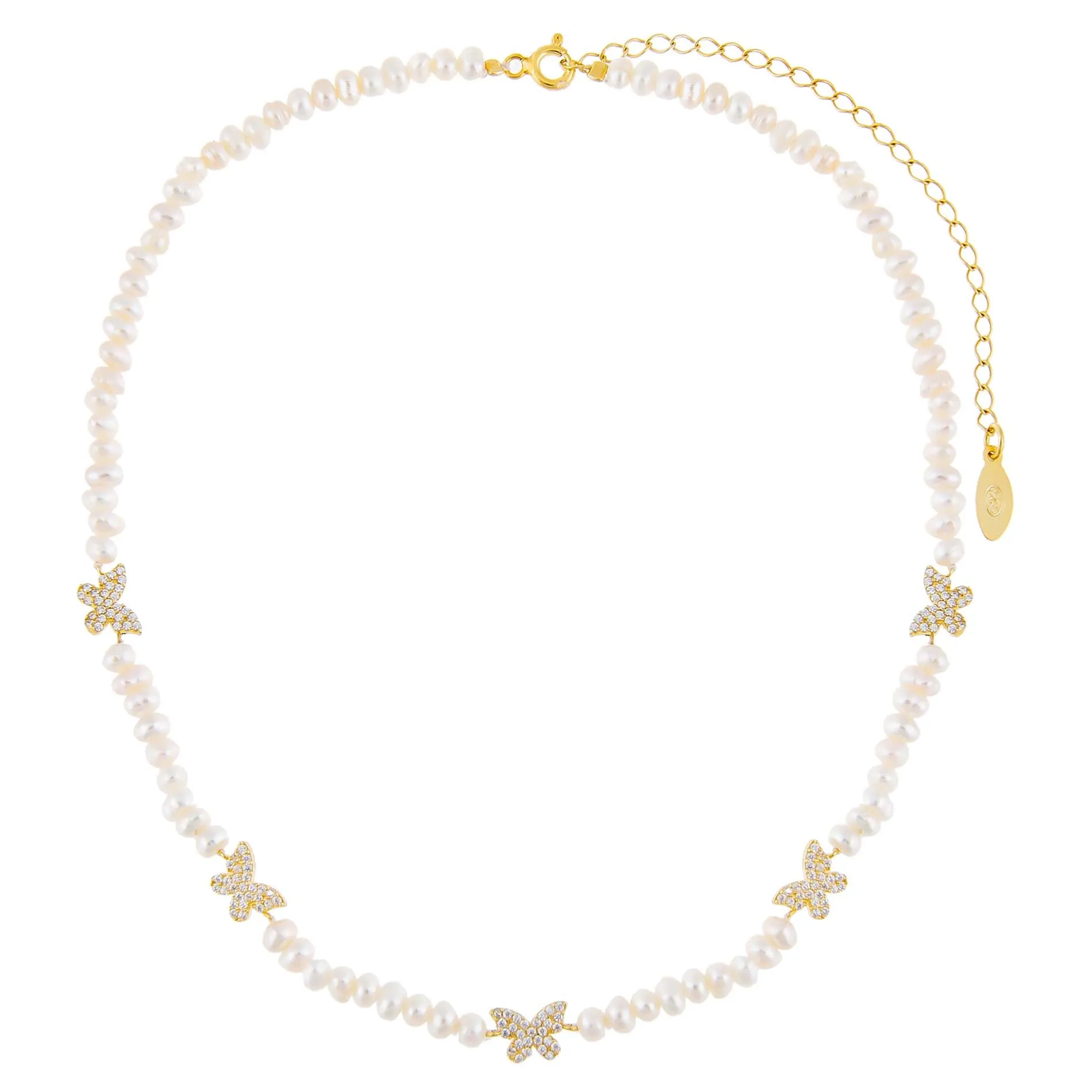 CZ Butterfly Pearl Choker