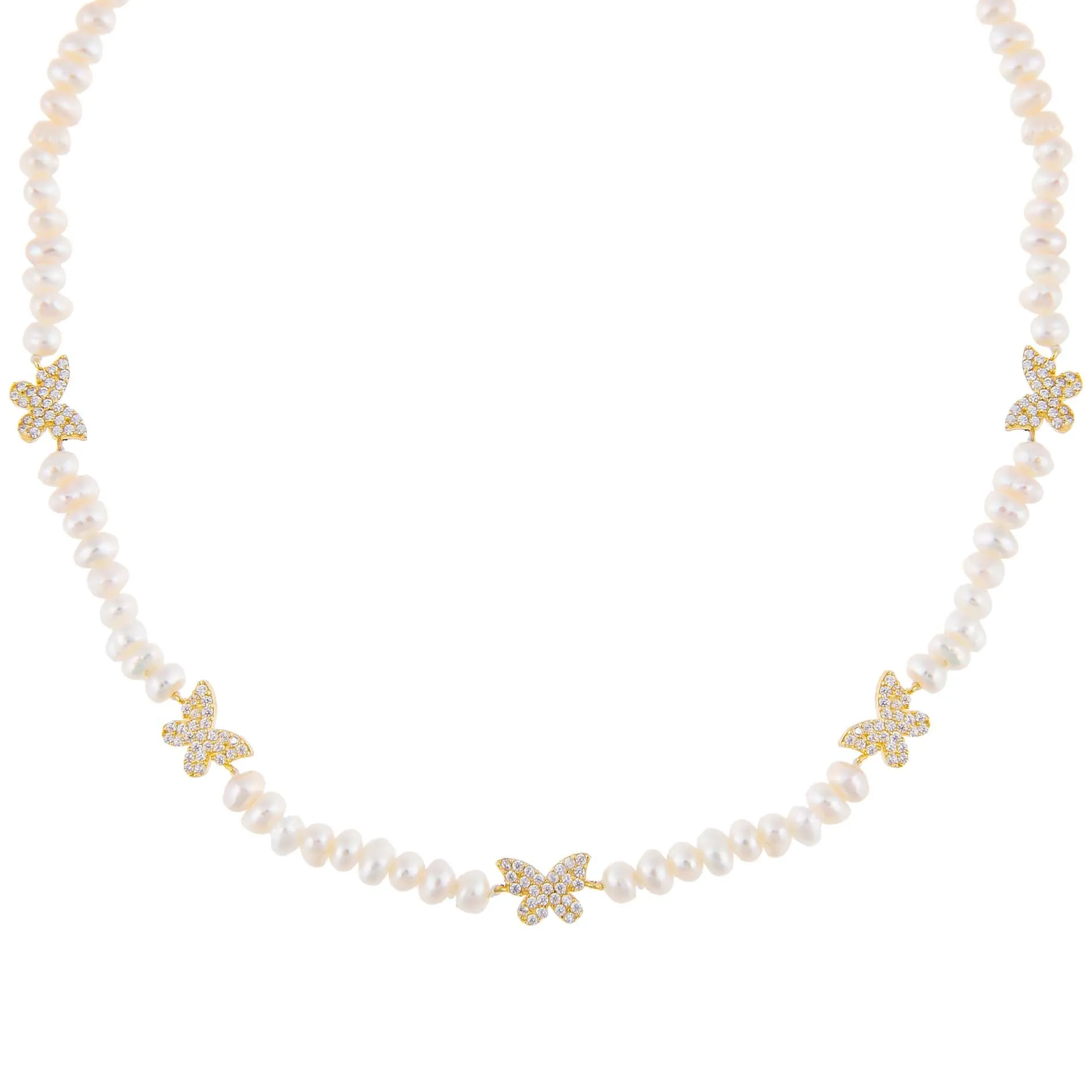 CZ Butterfly Pearl Choker