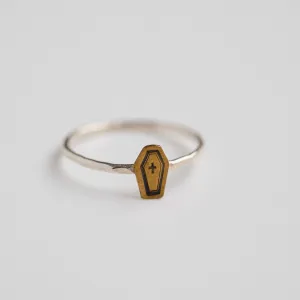 Dainty Coffin Stacking Ring in Mixed Metal