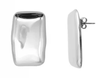 Dalida Silver Chunky Rectangle Earrings