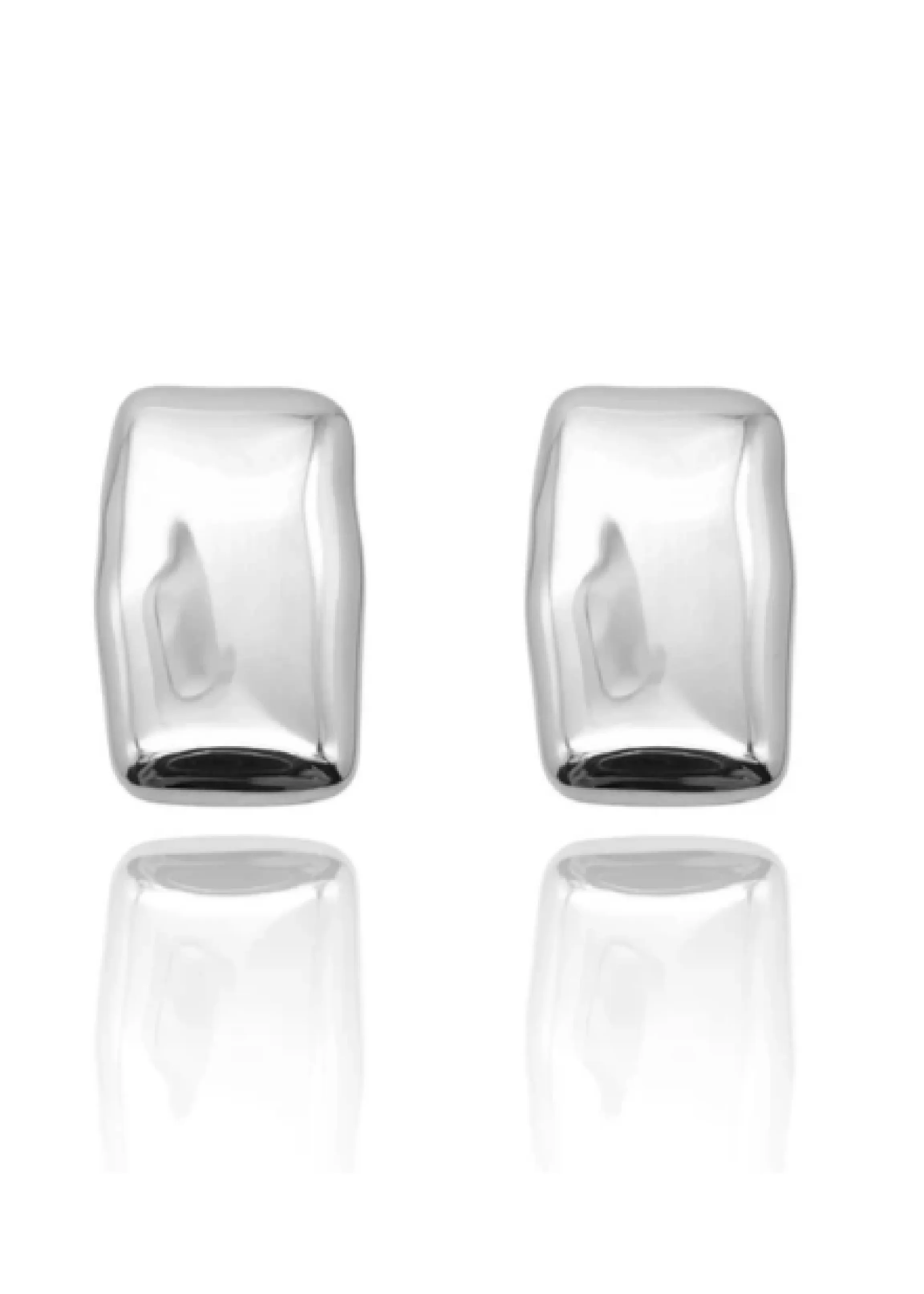 Dalida Silver Chunky Rectangle Earrings