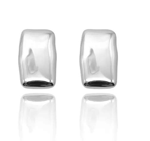 Dalida Silver Chunky Rectangle Earrings