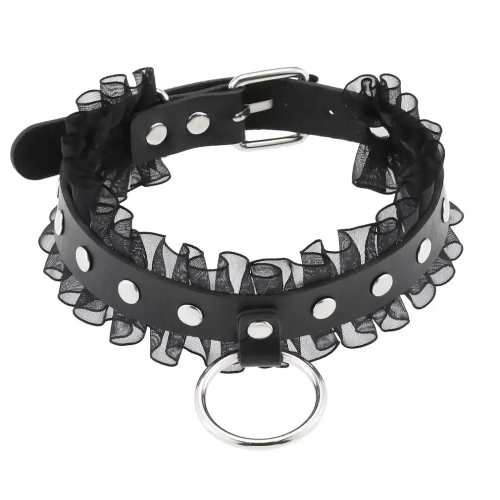Dark Elegance Gothic Lolita O-Ring Lace Choker Necklace