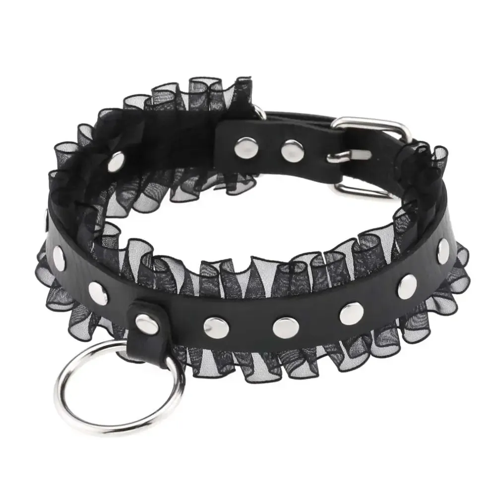 Dark Elegance Gothic Lolita O-Ring Lace Choker Necklace