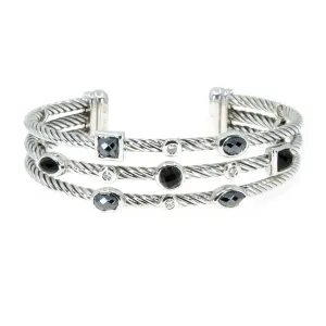 David Yurman Diamond Black Onyx & Hematite Confetti Cuff