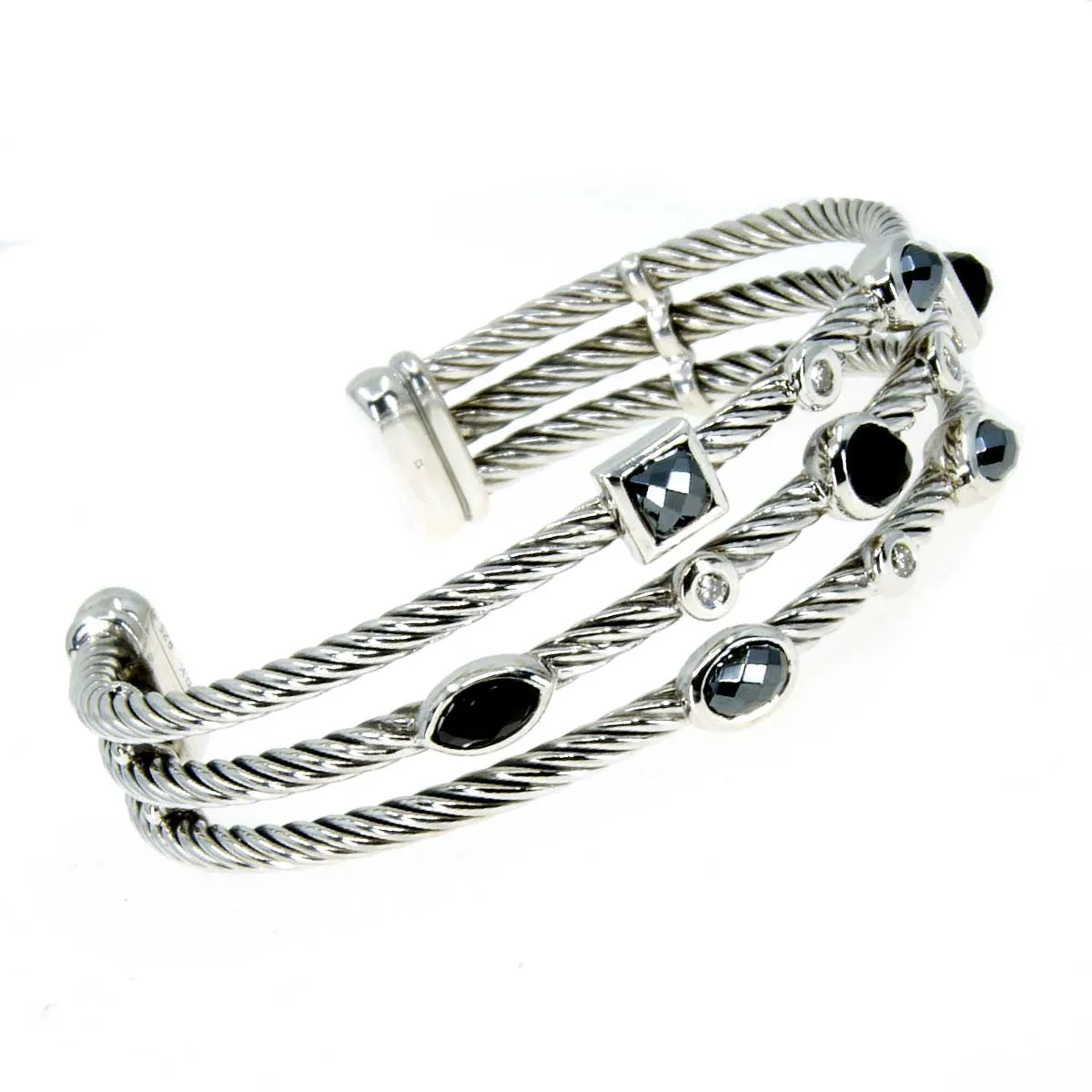 David Yurman Diamond Black Onyx & Hematite Confetti Cuff