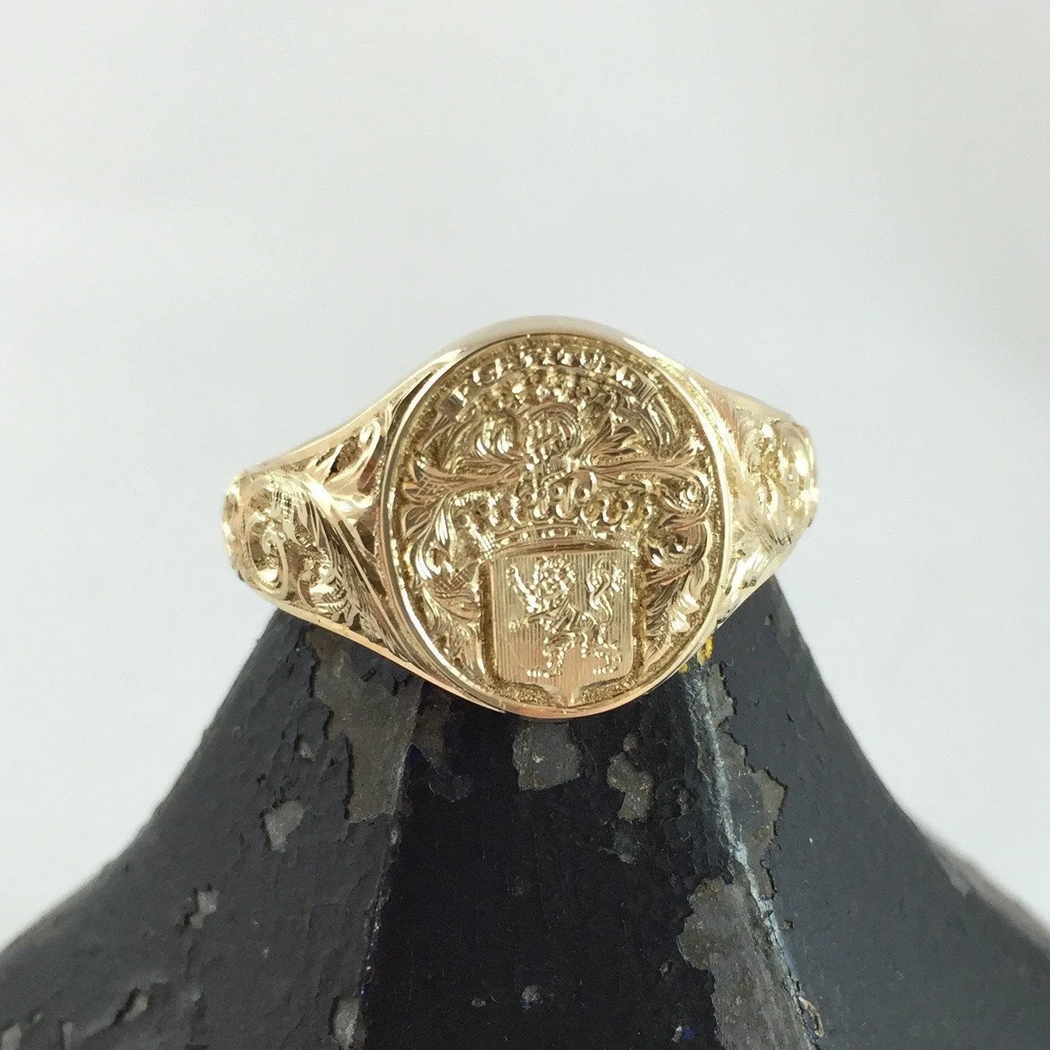 Deep Engraved -  9 Carat Yellow Gold Signet Ring