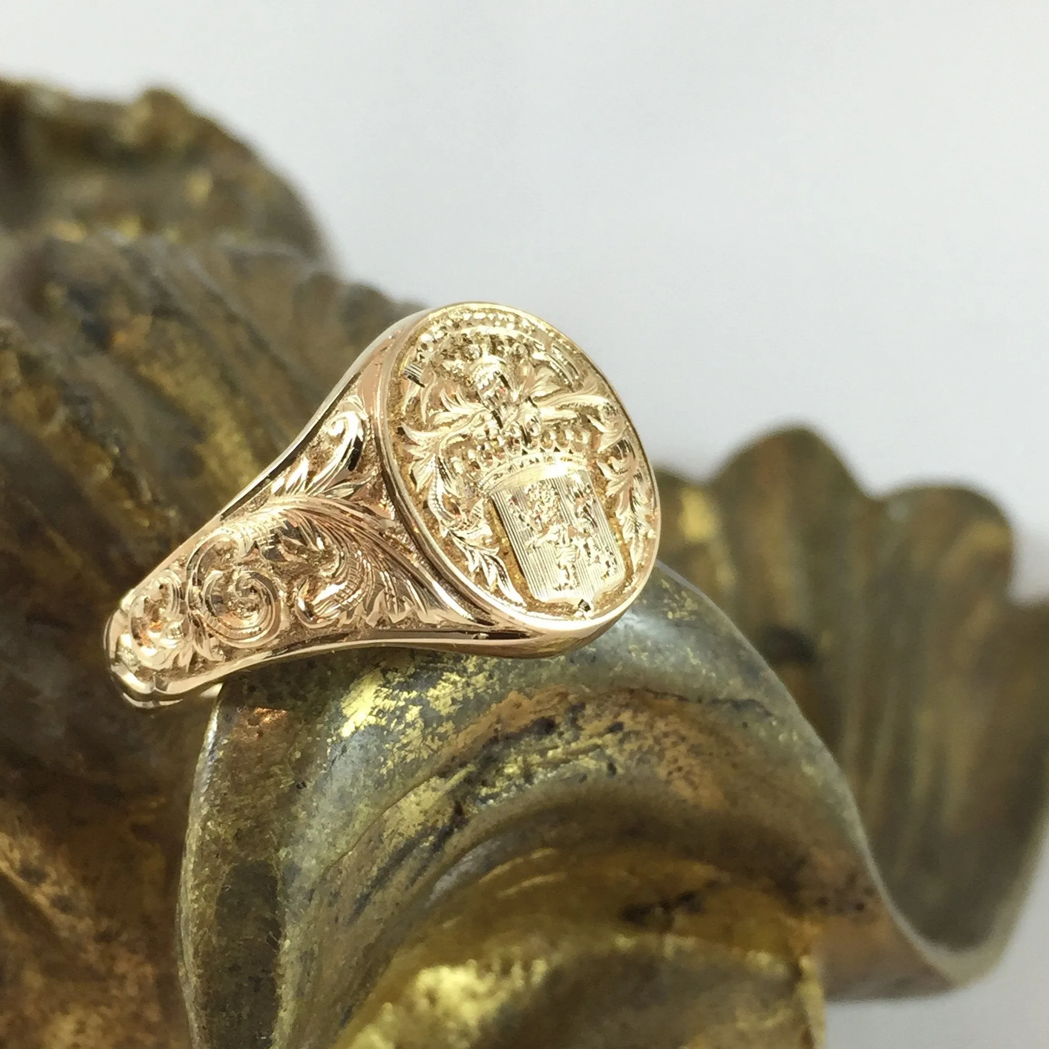 Deep Engraved -  9 Carat Yellow Gold Signet Ring