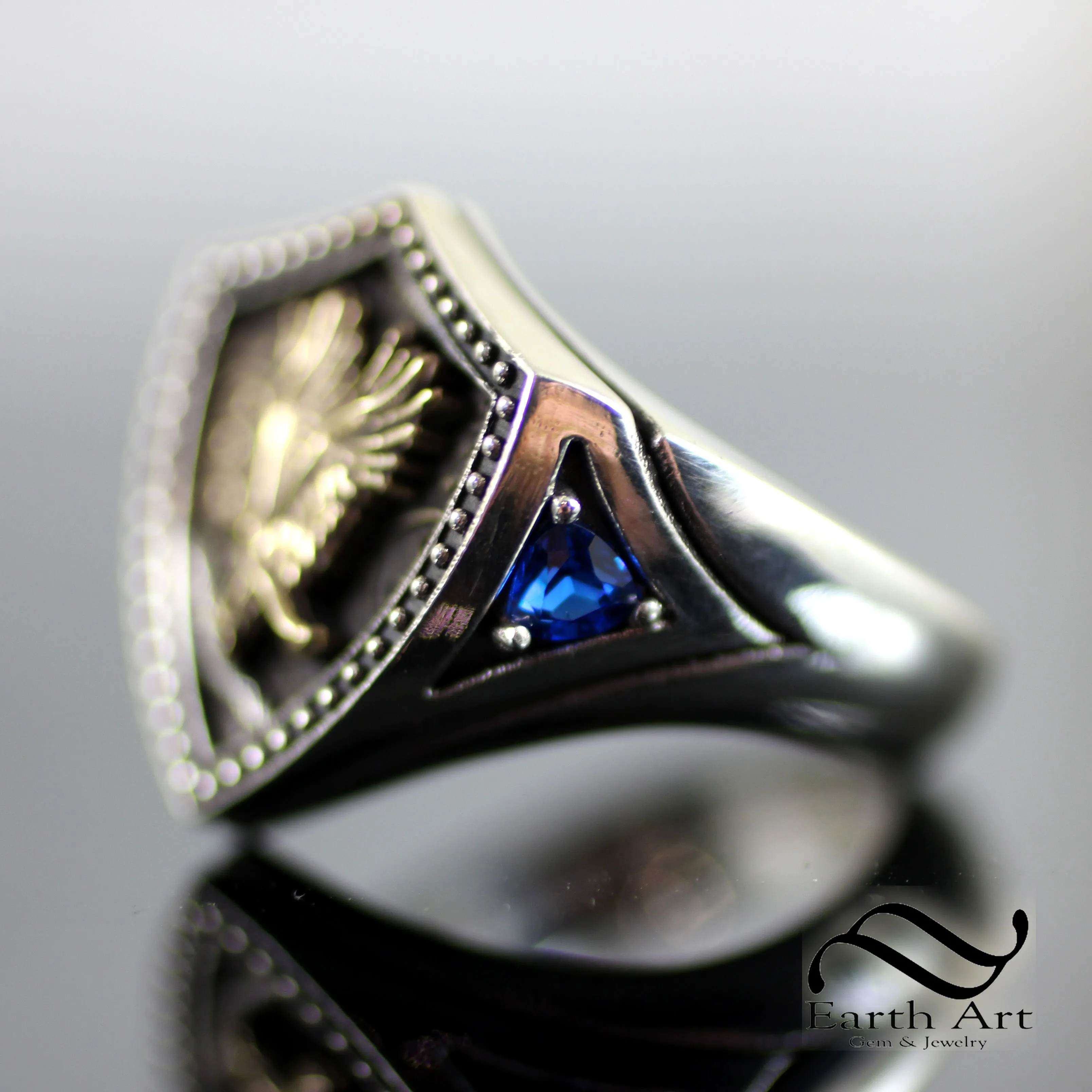 Deluxe House Signet Ring - The Eagle - Sterling Silver and Ancient Bronze