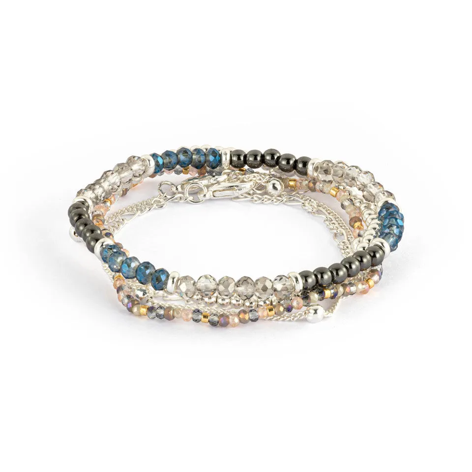 Demdaco Sharing Kindness Bracelet Set of 5 - Gunmetal Silver