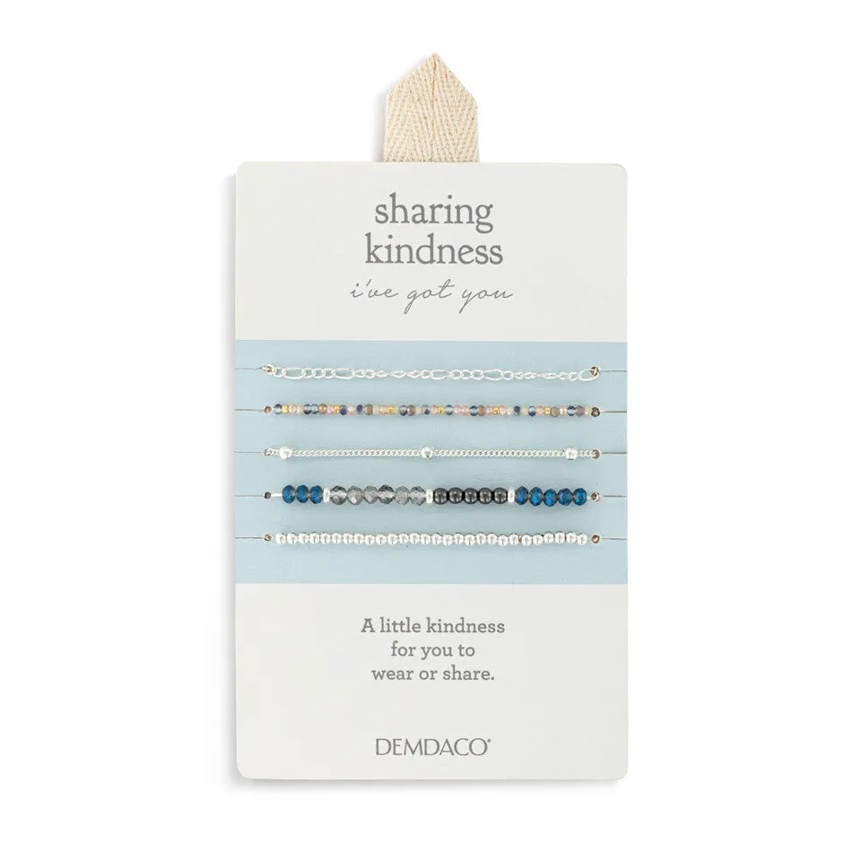 Demdaco Sharing Kindness Bracelet Set of 5 - Gunmetal Silver