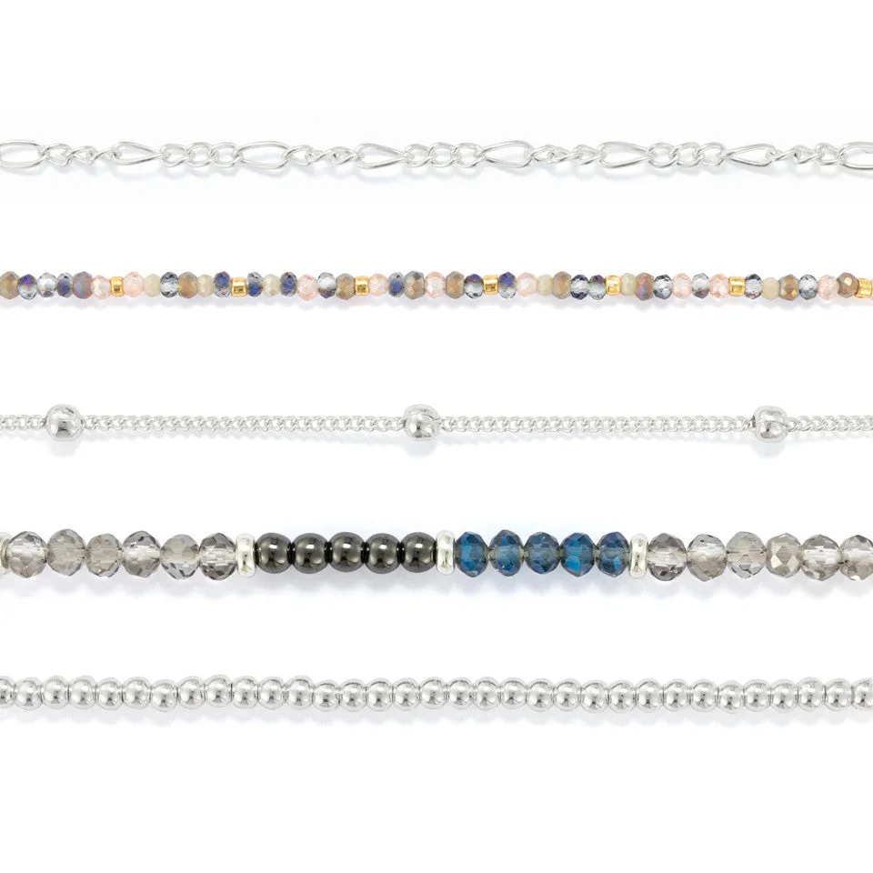 Demdaco Sharing Kindness Bracelet Set of 5 - Gunmetal Silver