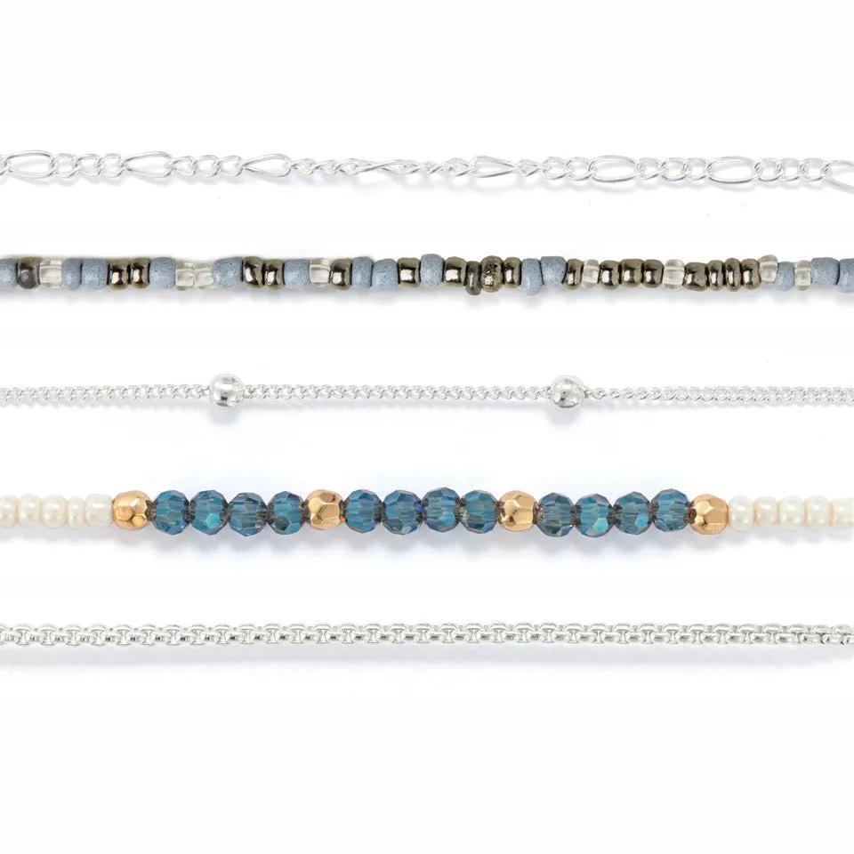 Demdaco Sharing Kindness Bracelet Set of 5 - Smoke Silver