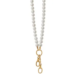 Design Your Own 18K Yellow Gold Freshwater Pearl 2 Charm Enhancer Stations Chain Necklace