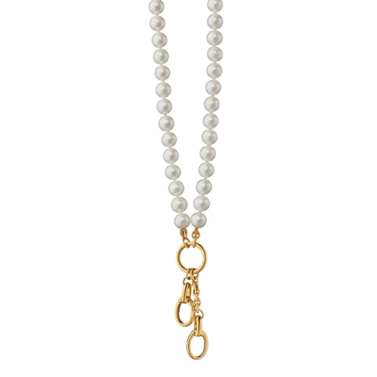 Design Your Own 18K Yellow Gold Freshwater Pearl 2 Charm Enhancer Stations Chain Necklace