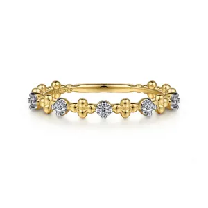 Diamond Beaded Stackable Band in 14K Yellow Gold