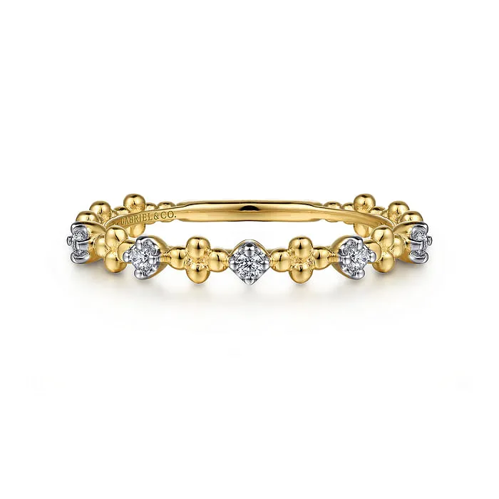 Diamond Beaded Stackable Band in 14K Yellow Gold