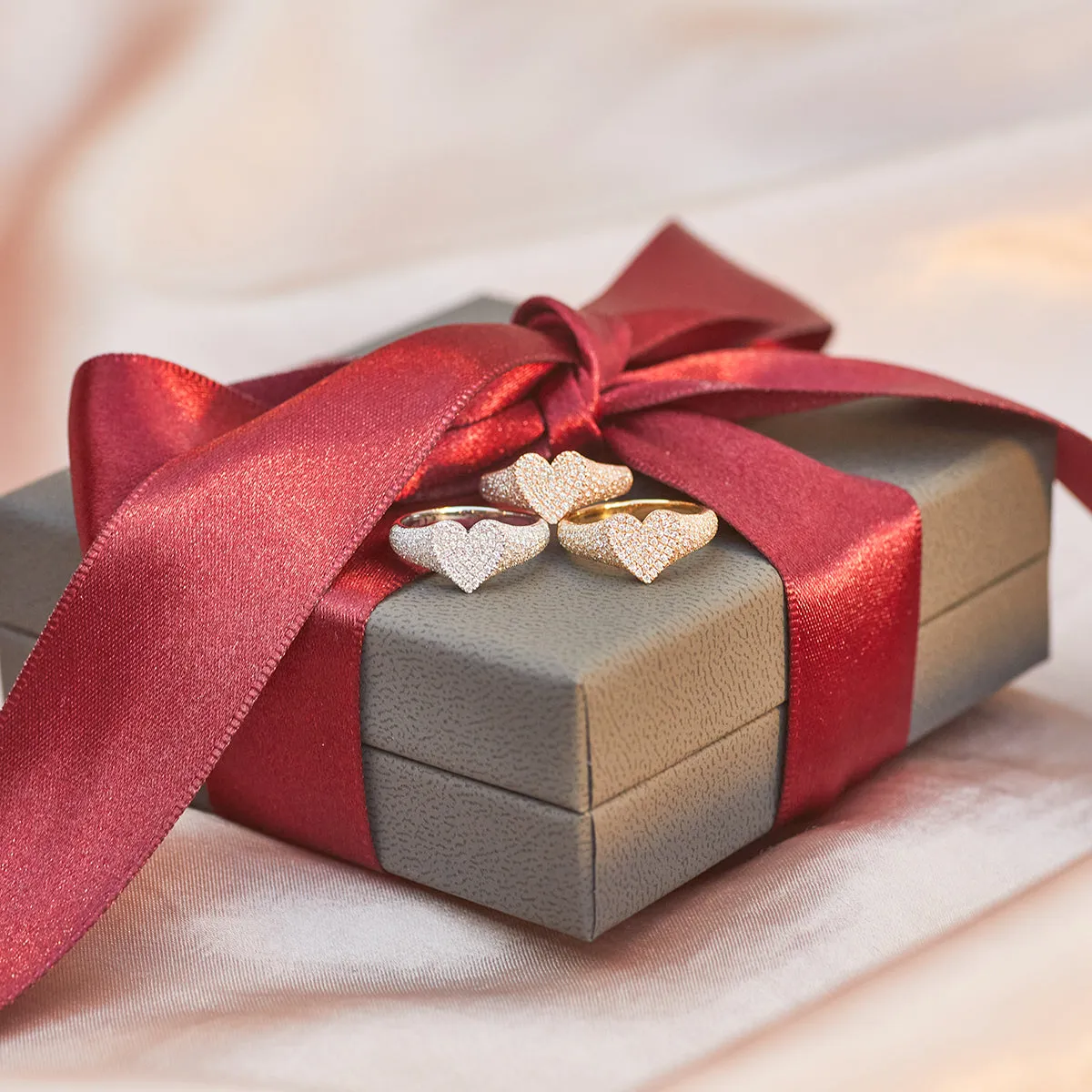 Diamond Heart Signet Ring