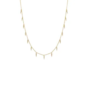 Diamond Pave Spike Dangling Charm Necklace 14K