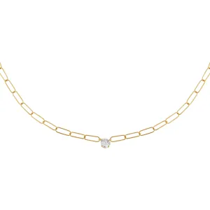 Diamond Solitaire Link Necklace 14K