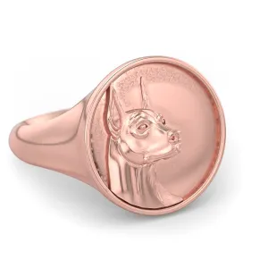 Doberman Pinscher Classic Round Signet Ring