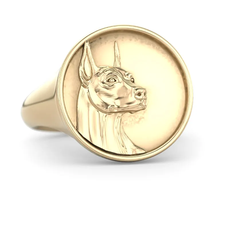 Doberman Pinscher Classic Round Signet Ring