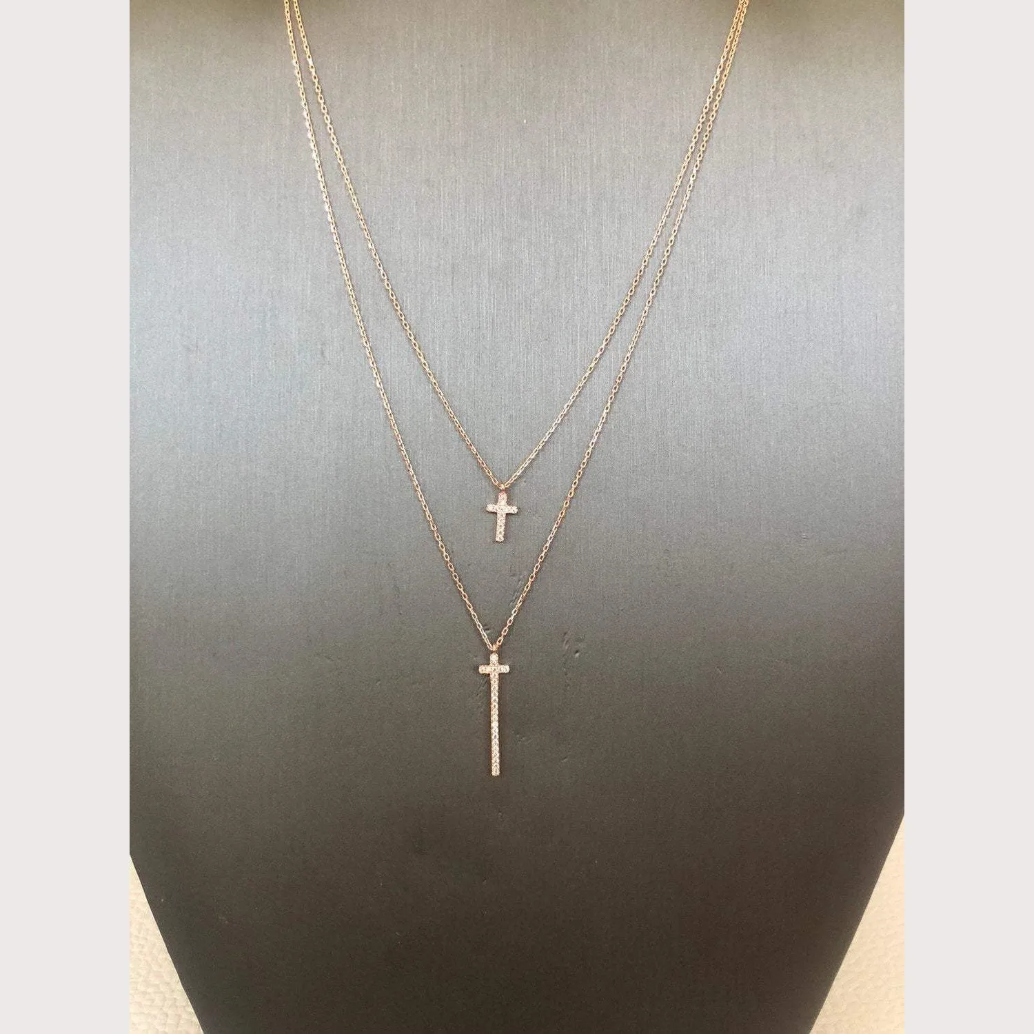 Double Cross Necklace
