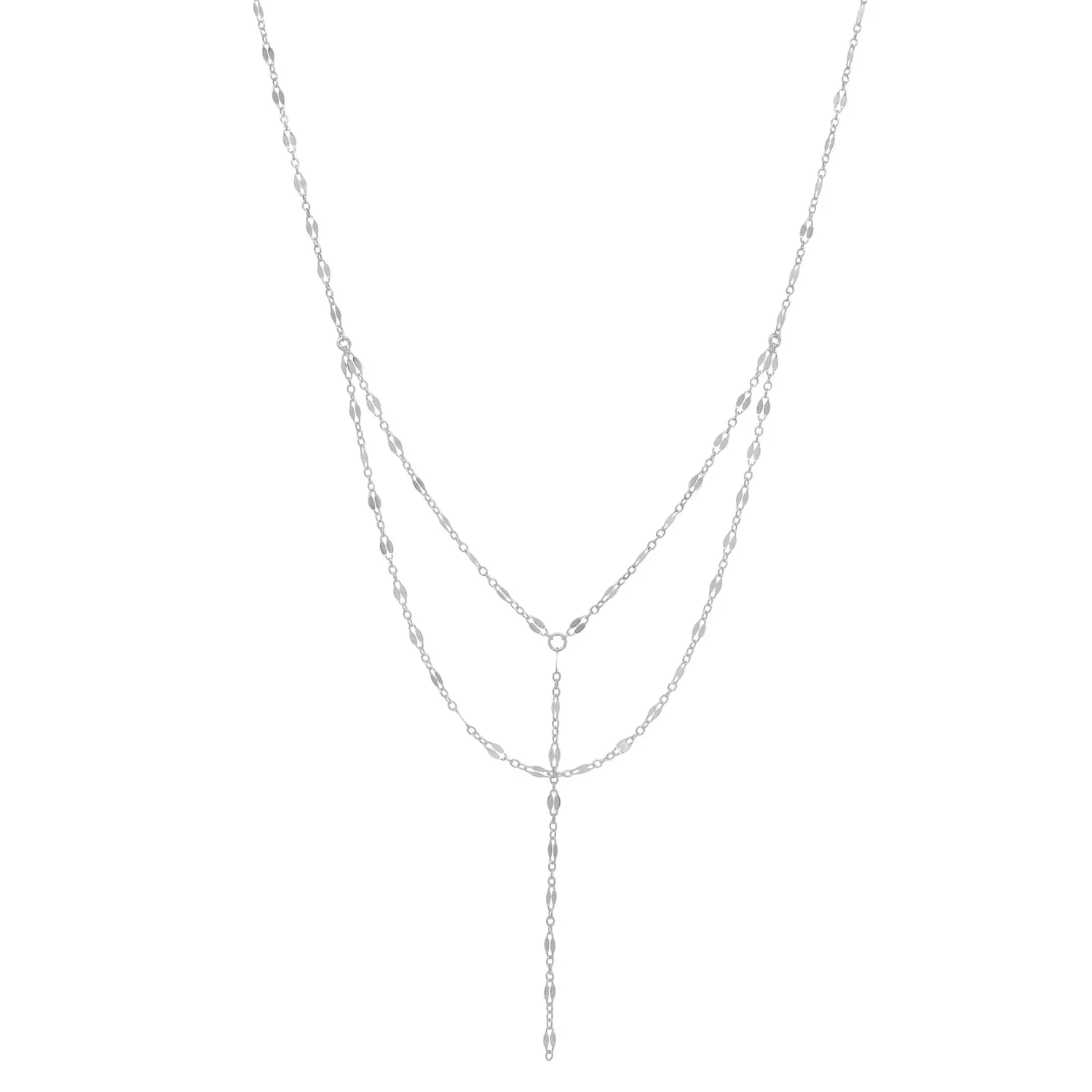 Double Layer Geometric Cable Link Y-Necklace
