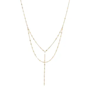 Double Layer Geometric Cable Link Y-Necklace