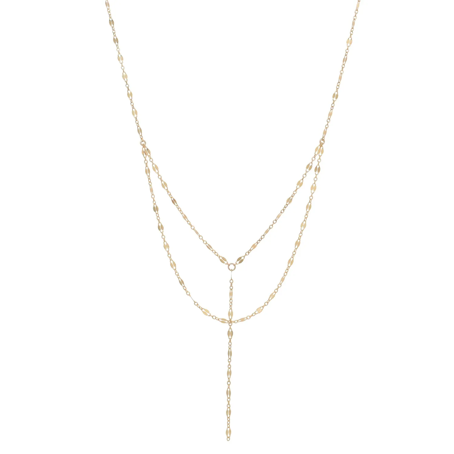 Double Layer Geometric Cable Link Y-Necklace