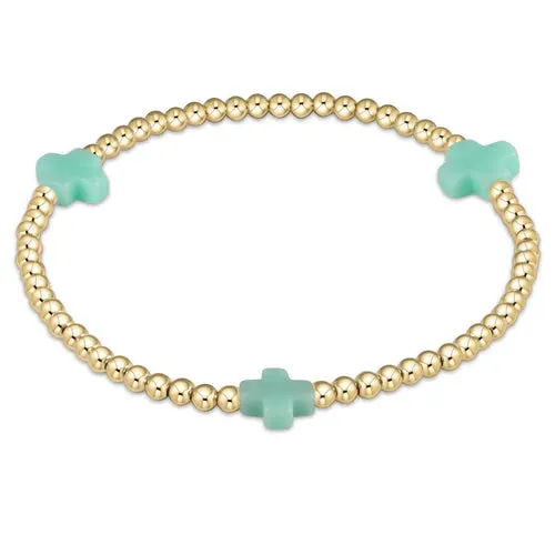 egirl Signature Cross Gold 3mm Bead Bracelet Mint