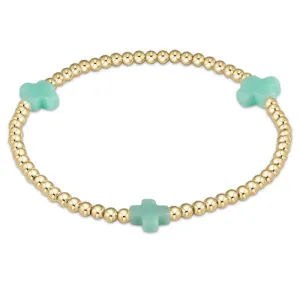 egirl Signature Cross Gold 3mm Bead Bracelet Mint