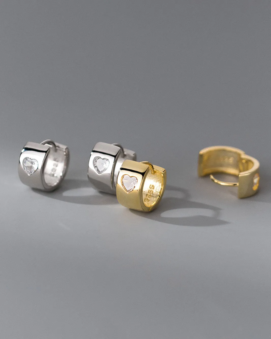 Elia Heart Chunky Huggie Earrings