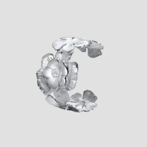 Embossed Flower Steel Cuff Bracelet