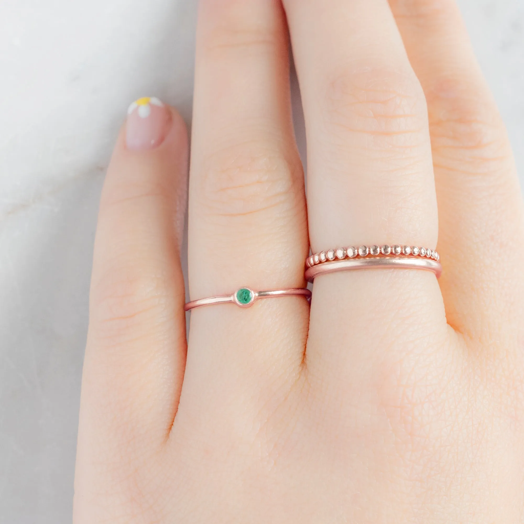 Emerald Birthstone Stacking Ring | 10K Rose Gold