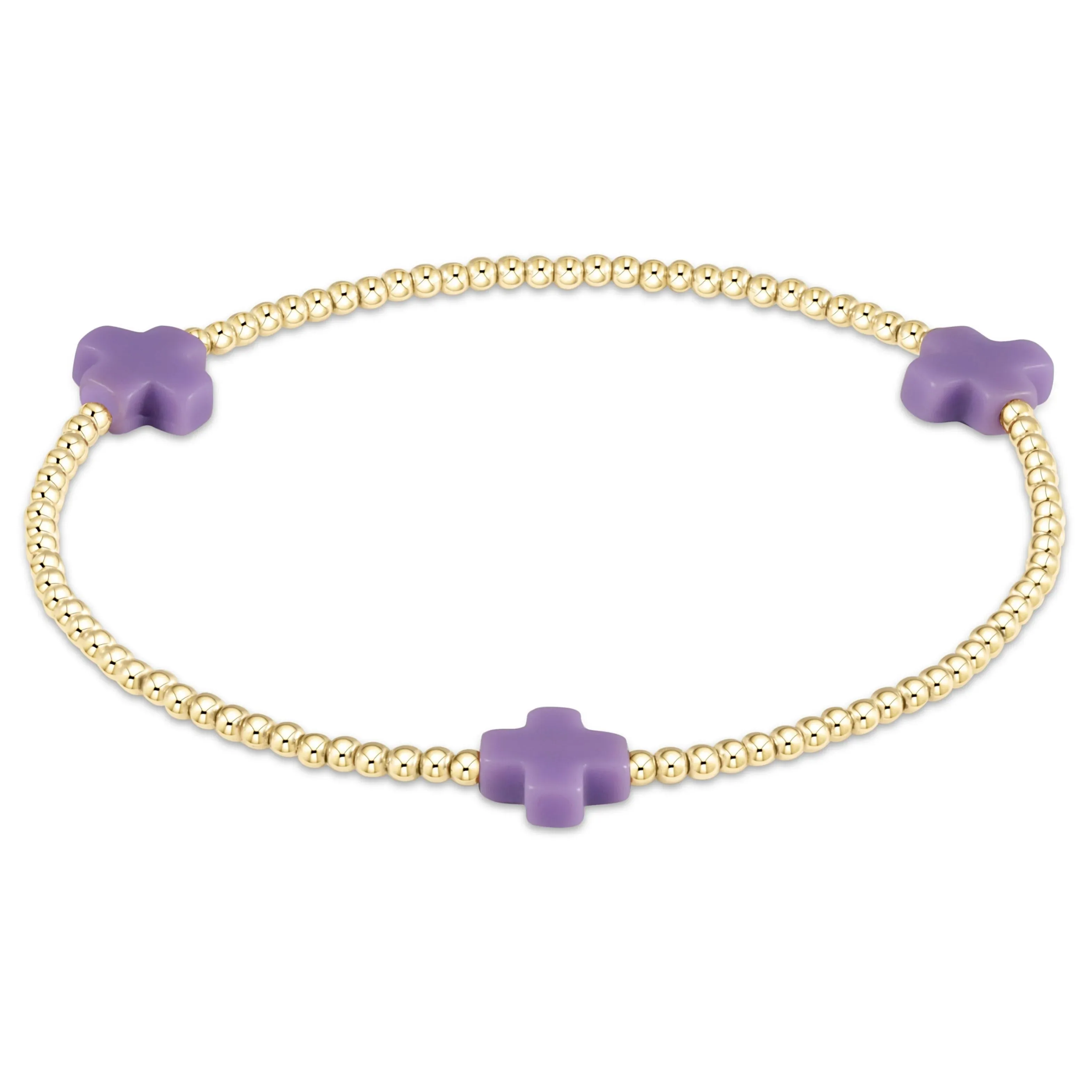 enewton signature cross gold pattern 2mm bead bracelet - purple
