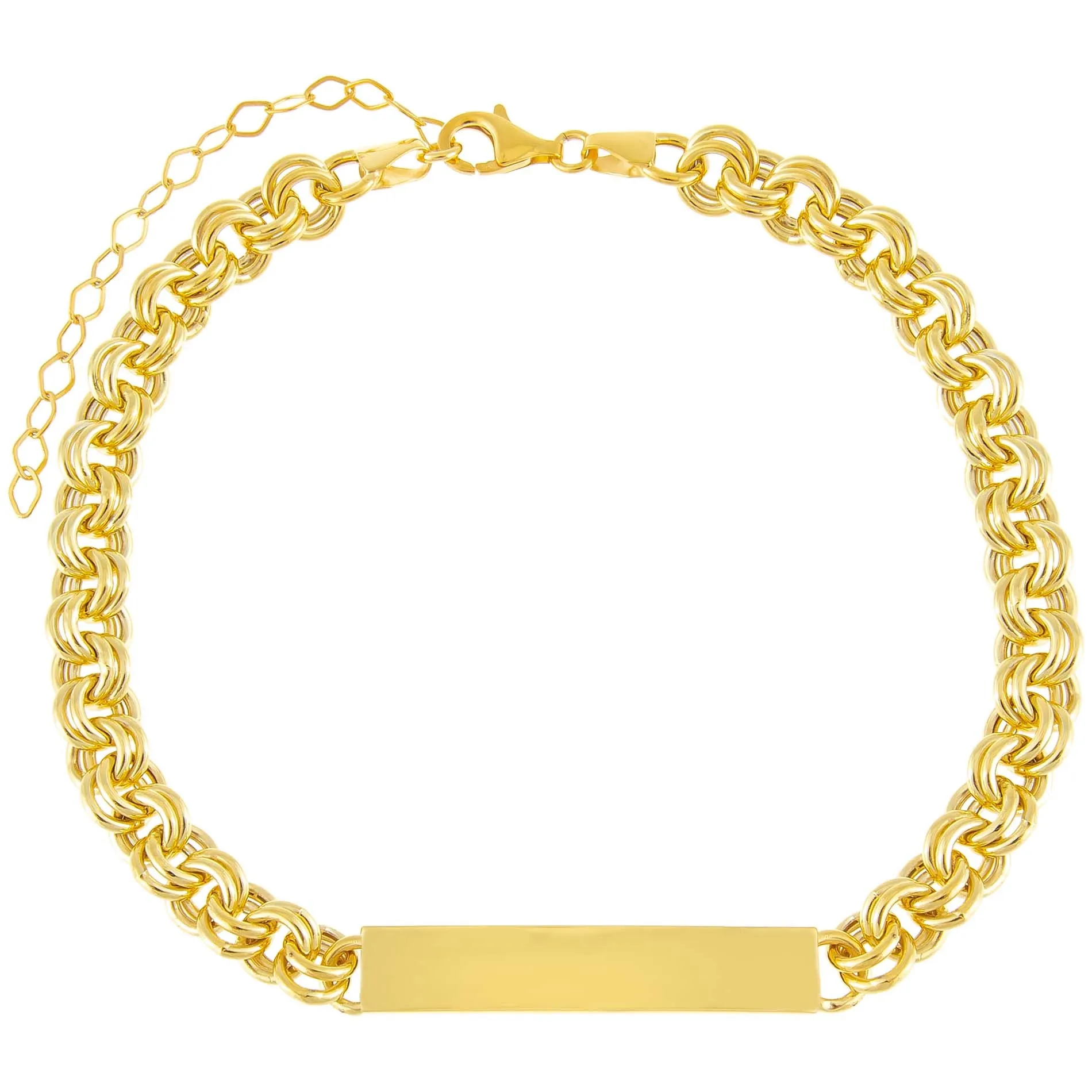Engraved Hollow Rounded Rolo Bar Chain Choker